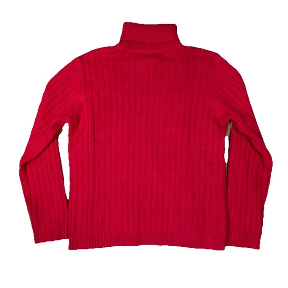 Vintage Sag Harbor Cable Knit Turtleneck Sweater Cotton Ramie Angora Size Large - Picture 5 of 6